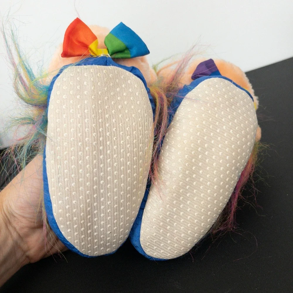 VTG‎ Trolio Trolls Slippers Toddler Age 3Y+ Blue 90s Rainbow Hair Bow Tie